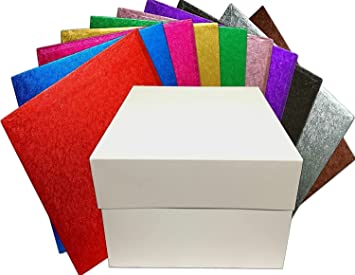 Coloured SQUARE Drum 12mm Thick and Cake Box Set COMBO - Choose your Size and Colour