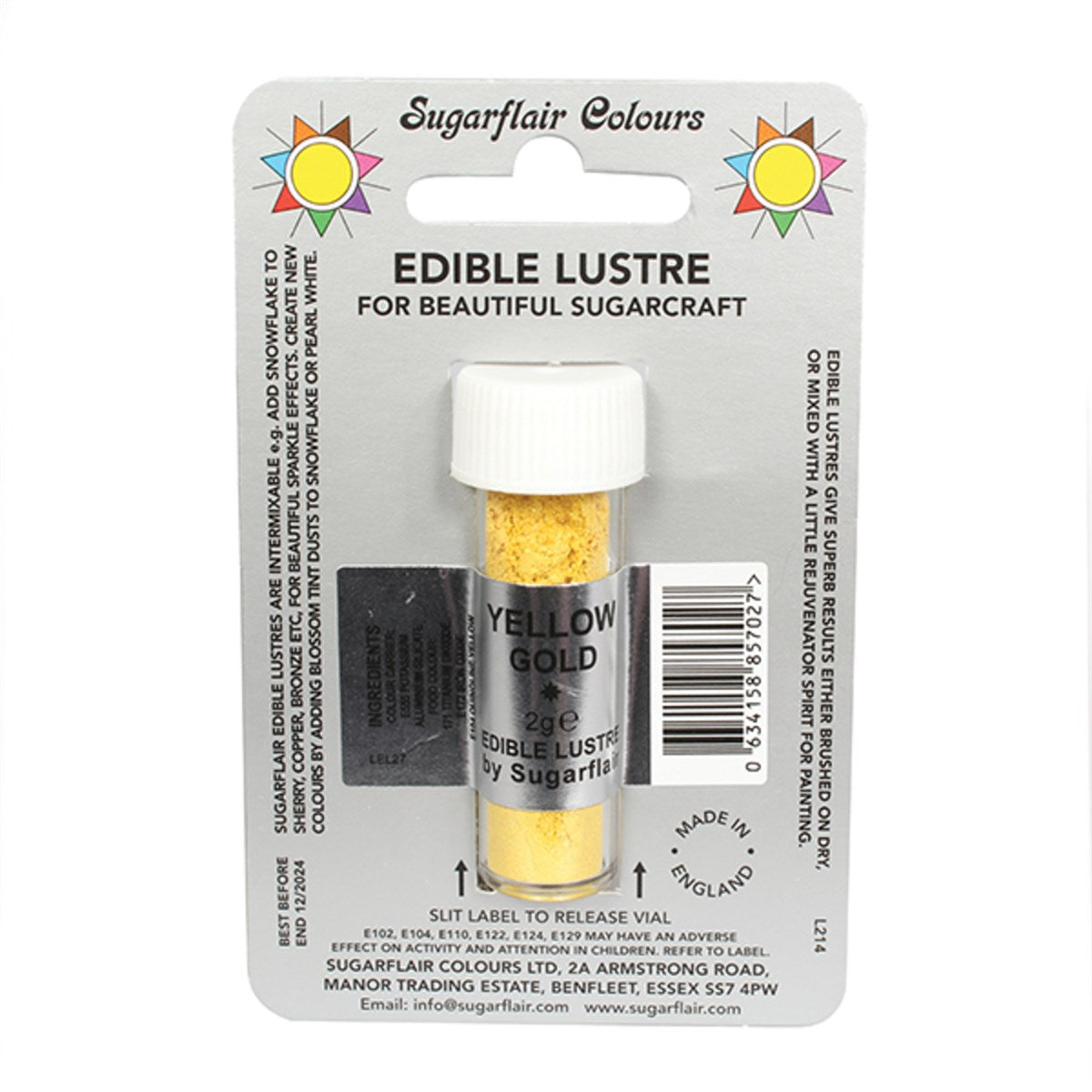 Sugarflair Edible Lustre 2g Cake Cupcake - Choose Your Colour