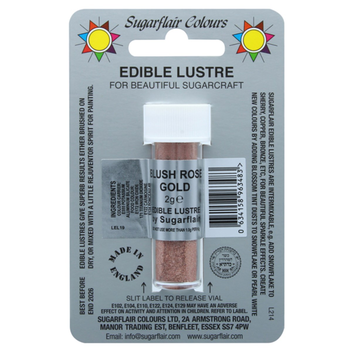 Sugarflair Edible Lustre 2g Cake Cupcake - Choose Your Colour